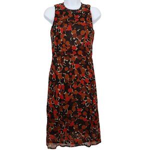 Burberry Dress Womens 4 Brown Orange 100% Silk Sleeveless Knee Length A Line
